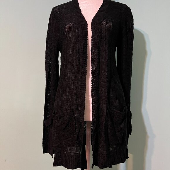 Hooked Up By Iot Juniors' Side-Tie Cardigan Black Size S - Picture 5 of 9